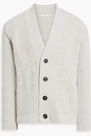 Boglioli Ribbed cable-knit wool cardigan - Gray - XL