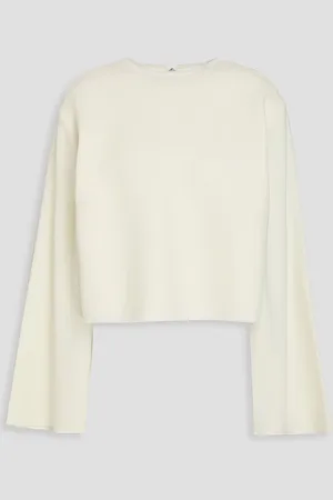 tibi Cropped wool-crepe blouse - White - US 8