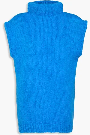 tibi Mohair-blend turtleneck vest - Blue - XS