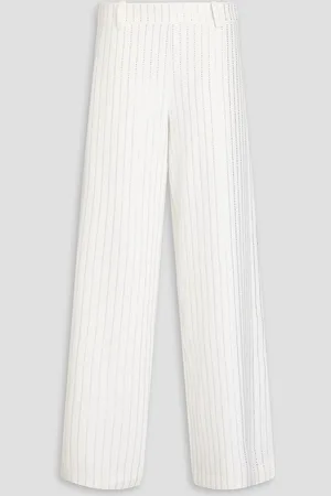 Retrofete Baylor crystal-embellished crepe wide-leg pants - White - S