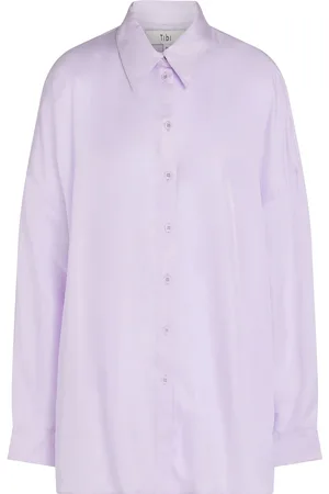 tibi Oversized satin-twill shirt - Purple - M