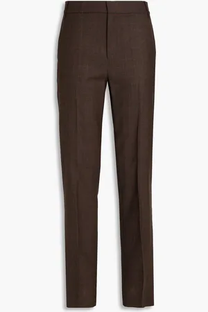 tibi Prince of Wales checked wool slim-leg pants - Brown - US 2