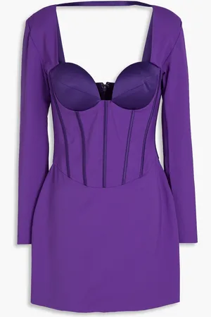 Retrofete Veronica satin-trimmed crepe mini dress - - L