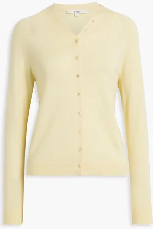 tibi Wool, cashmere and silk-blend cardigan - Yellow - XL