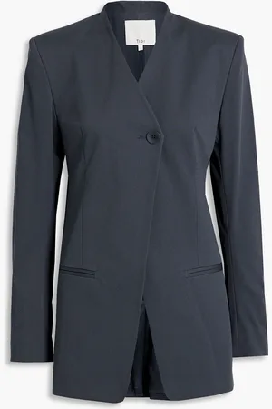 tibi Double-breasted cotton-blend twill blazer - Blue - US 0