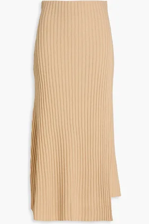 By Malene Birger Cassila wrap-effect ribbed wool midi skirt - Neutral - XXS