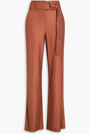 VERONICA BEARD Sunny belted stretch-twill straight-leg pants - Brown - US 0