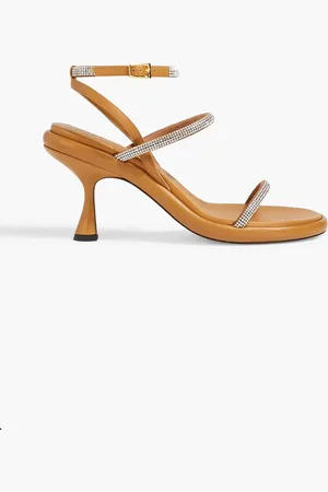 Wandler June crystal-embellished leather sandals - Brown - EU 41