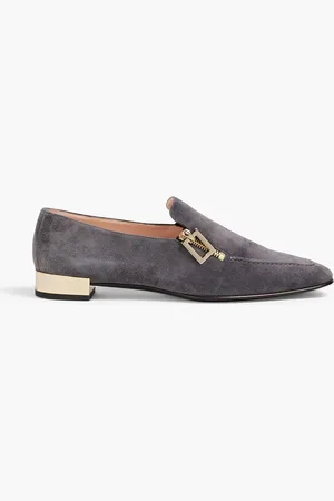 Roger Vivier Zip-detailed suede loafers - Gray - EU 34.5