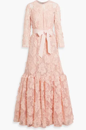 HUISHAN ZHANG Lorelei embroidered silk-tulle gown - Pink - UK 14
