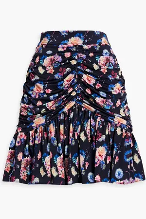Paco rabanne Ruched floral-print stretch-jersey mini skirt - Blue - FR 38