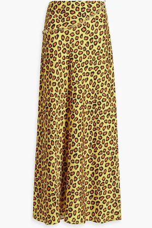 Paco rabanne Chain-embellished leopard-print satin maxi skirt - - FR 40