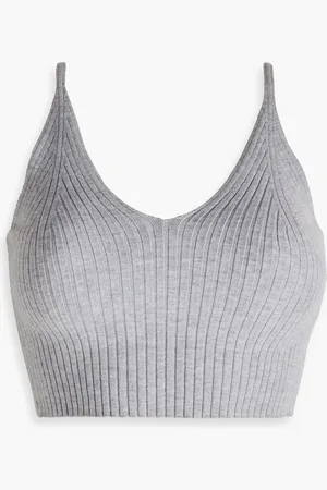 LIVE THE PROCESS Cropped ribbed stretch-knit tank - Gray - XS