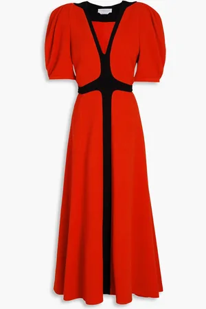 GABRIELA HEARST Luz pleated wool-crepe midi dress - Red - IT 40