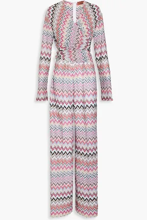 Missoni Wrap-effect metallic crochet-knit jumpsuit - Pink - IT 42