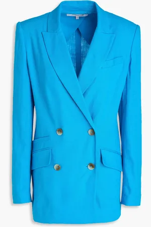 Diane von Furstenberg Madison double-breasted slub woven blazer - Blue - US 2
