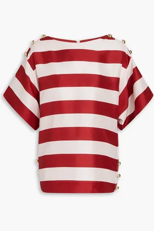 ZIMMERMANN Striped silk-satin top - Burgundy - 0