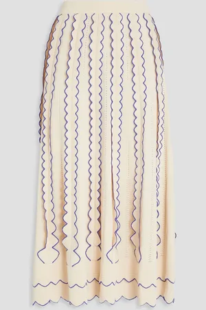 ZIMMERMANN Scalloped stretch-knit midi skirt - White - 00