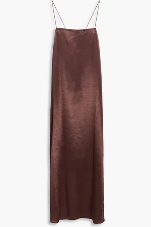 tibi Satin-crepe midi slip dress - Brown - US 6