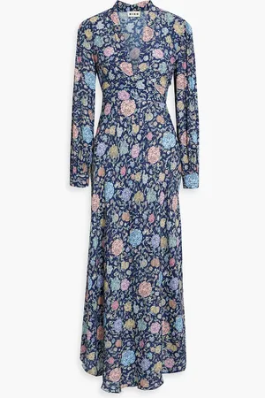 RIXO London Trula floral-print crepe de chine maxi dress - Blue - UK 14