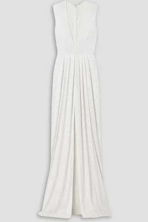 Naeem Khan Petra pleated sequined tulle gown - White - US 2