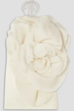 MAGDA BUTRYM Appliquéd silk-organza and satin mini dress - White - FR 40