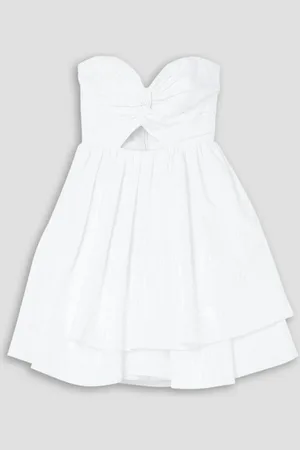 Carolina Herrera Strapless tiered ruffled cutout moire-taffeta mini dress - - US 2