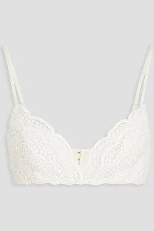 ZIMMERMANN Linen and silk-blend crocheted lace bra top - White - 0
