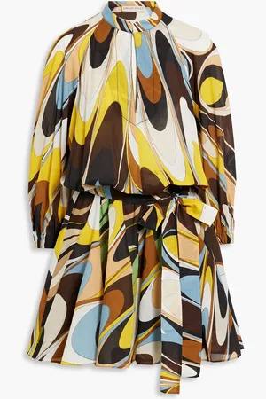 Puccini Belted printed cotton-voile mini dress - - IT 46