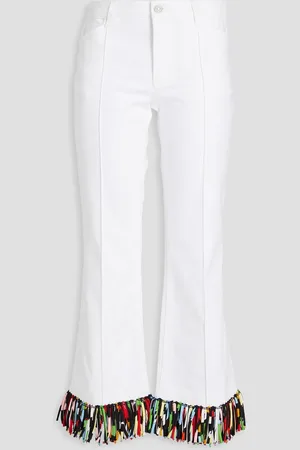 Puccini Fringed cotton-blend drill kick-flare pants - - IT 40