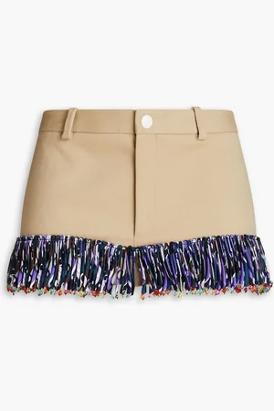 Puccini Fringed cotton-blend twill shorts - Neutral - IT 42