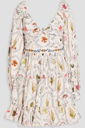 Agua by Agua Bendita Honore embellished ruffled cotton mini dress - White - S