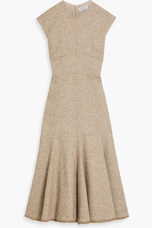 GABRIELA HEARST Crowther Donegal wool and cashmere-blend midi dress - Neutral - IT 46
