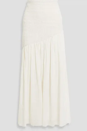 GABRIELA HEARST Maxwell shirred linen and silk-blend gauze midi skirt - White - IT 40
