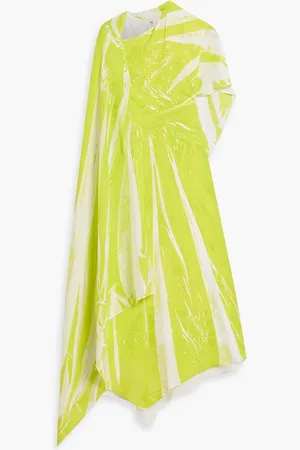 Roksanda Pascale cape-effect printed taffeta midi dress - Yellow - UK 10