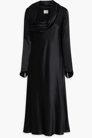 Khaite Olivier draped cupro-satin midi dress - - US 0