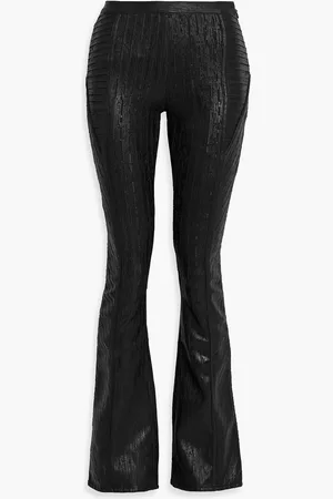 Retrofete Lana metallic ribbed-knit flared pants - - M