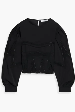 IRO Mirama cropped embellished crepe de chine top - - FR 34