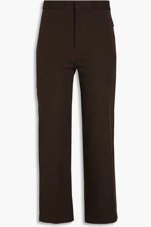 Frame Cropped stretch-cotton twill straight-leg pants - Brown - US 6