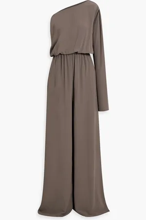 Rick Owens Athena one-sleeve cutout crepe de chine wide-leg jumpsuit - Neutral - IT 42