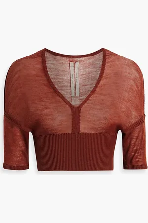 Rick Owens Henna cropped wool top - - M