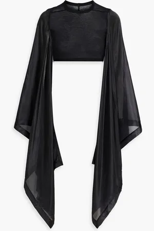 Rick Owens Flag cropped cape-effect cotton-jersey top - - IT 42