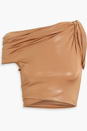 Rick Owens Sienna one-shoulder cropped satin-jersey top - Neutral - IT 42