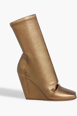 Rick Owens Metallic leather-blend wedge ankle boots - Metallic - EU 35