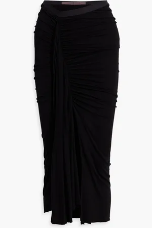 Rick Owens Fog ruched jersey midi pencil skirt - - IT 40