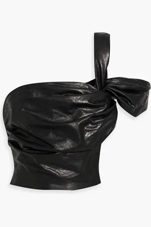 Rick Owens One-shoulder cropped leather top - - IT 40