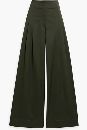 A.L.C. Bennett cotton-blend sateen wide-leg pants - Green - US 6