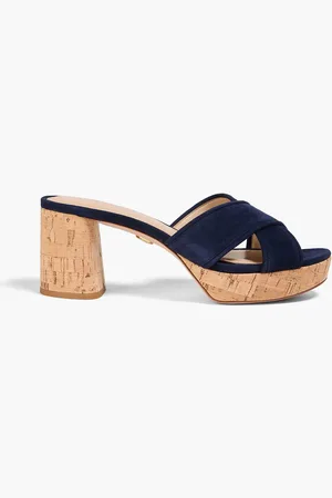 VERONICA BEARD Dory suede platform mules - Blue - US 7.5