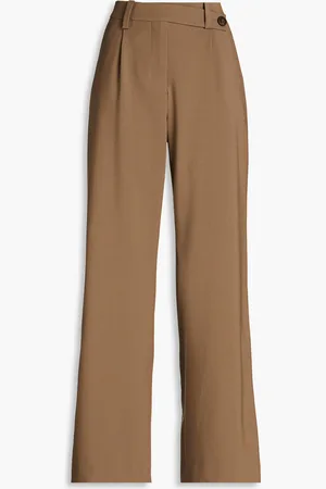 Maje Pleated twill wide-leg pants - Neutral - FR 42