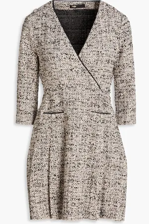 Maje Pleated metallic bouclé-tweed mini dress - Pink - FR 40